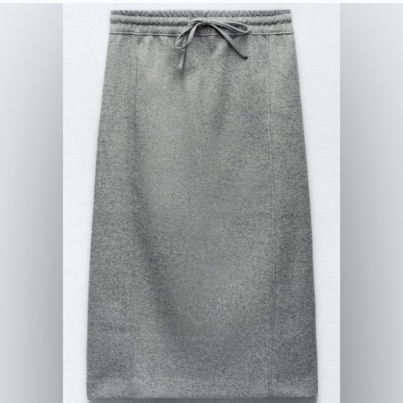NWT ZARA Womens Felt Grey Tie Waist Skirt Size XS - Picture 2 of 5